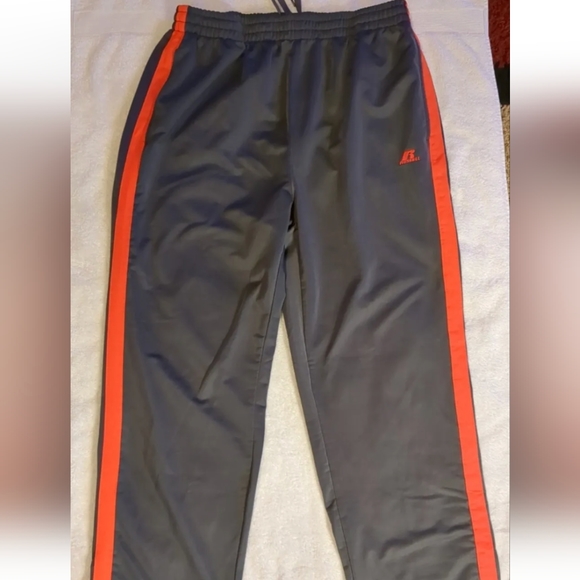 Russell Athletic Mens Sz XL Sweatpants Gray & Orange Elastic Drawstring Waist - Picture 3 of 4